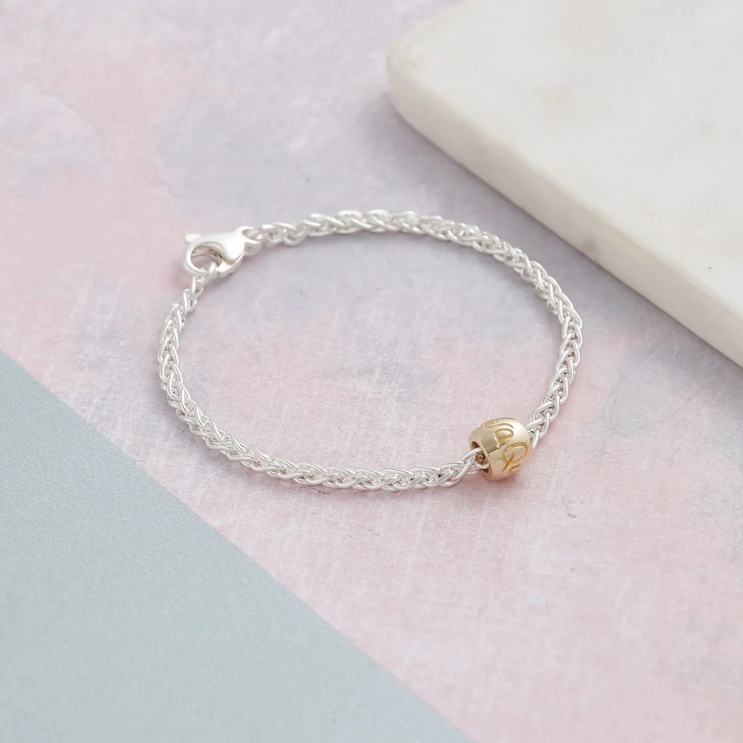 Que Sera Silver & Solid Gold Bracelet