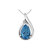 "SKY" BLUE TOPAZ/DIAMOND PENDANT