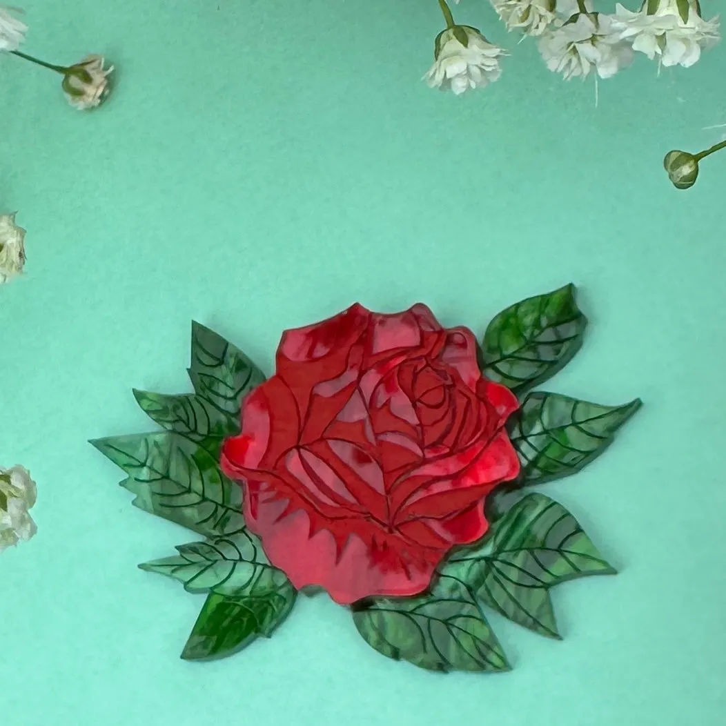 Red rose - mini brooch