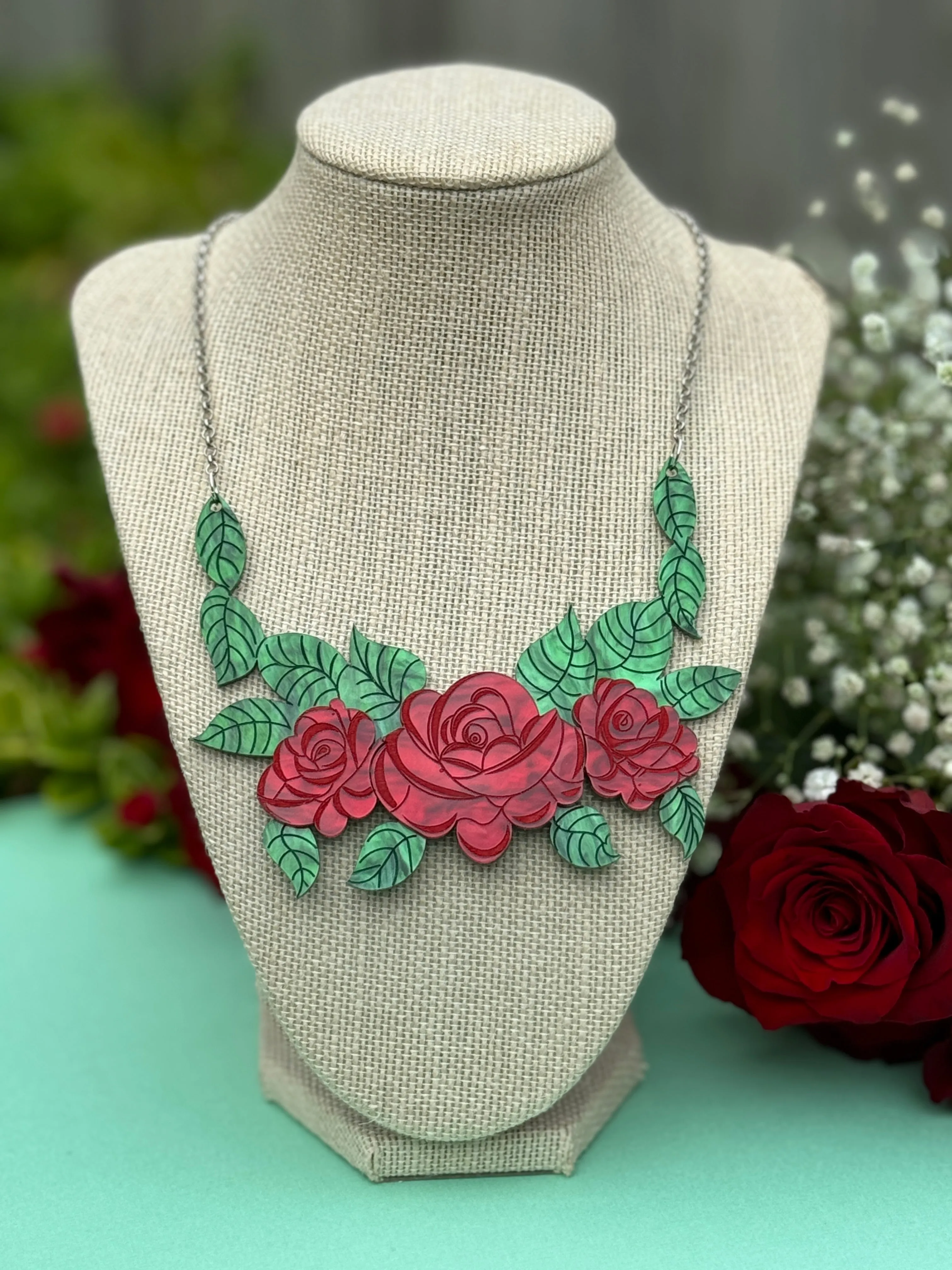 Red rose - necklace