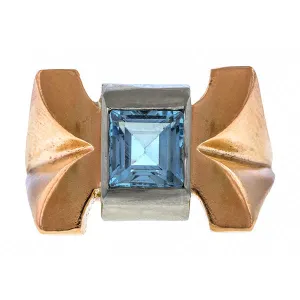 Retro Aquamarine Ring, 0.80ct., Rose Gold