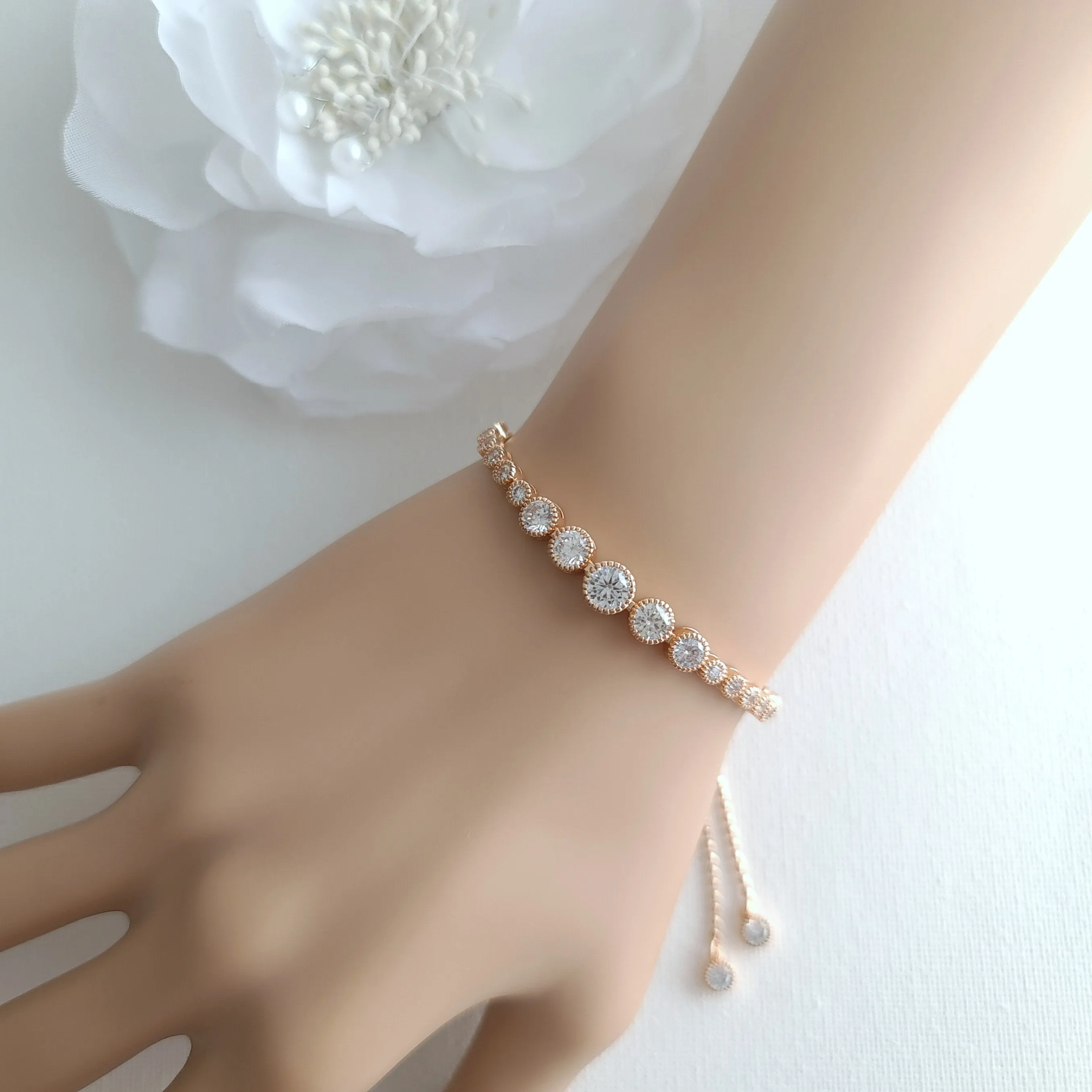 Round Crystal Bridal Bracelet- Zara