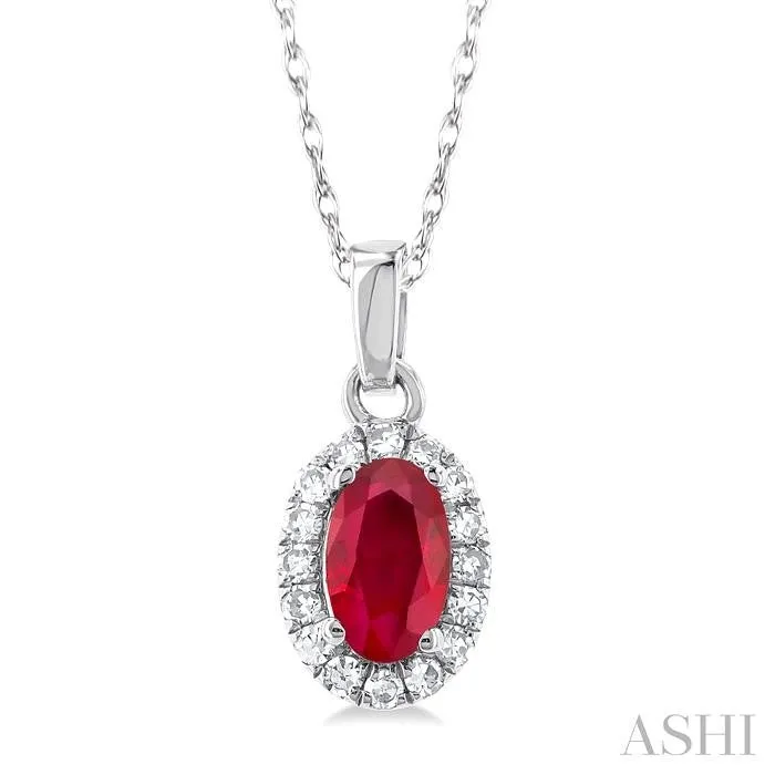 Ruby & Halo Diamond Pendant