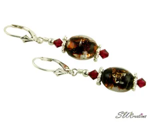 Ruby Brown Shimmer Crystal Earrings