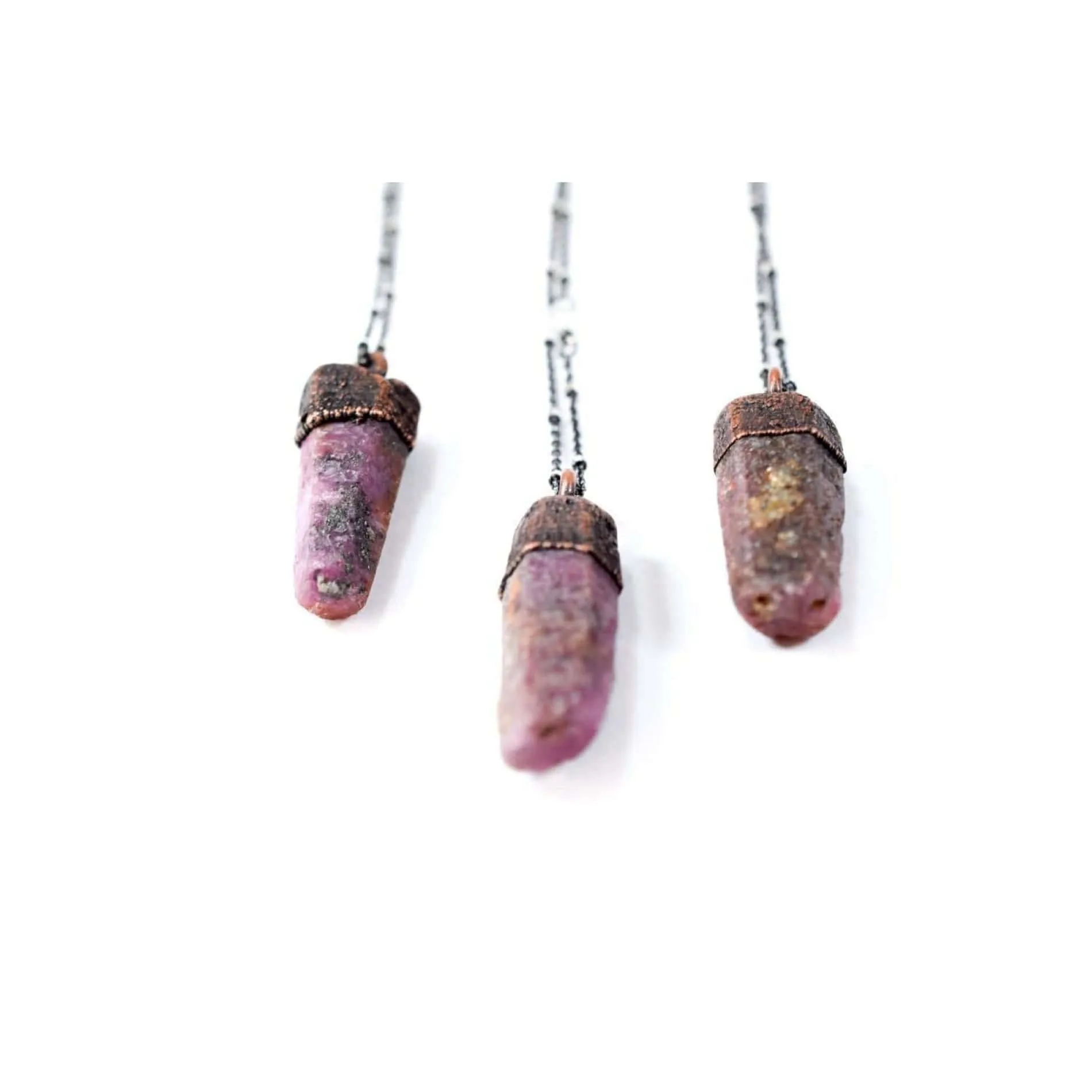 Ruby crystal necklace | Raw ruby necklace | Raw mineral necklace | Ruby gemstone pendant on copper chain | Rough ruby crystal pendant