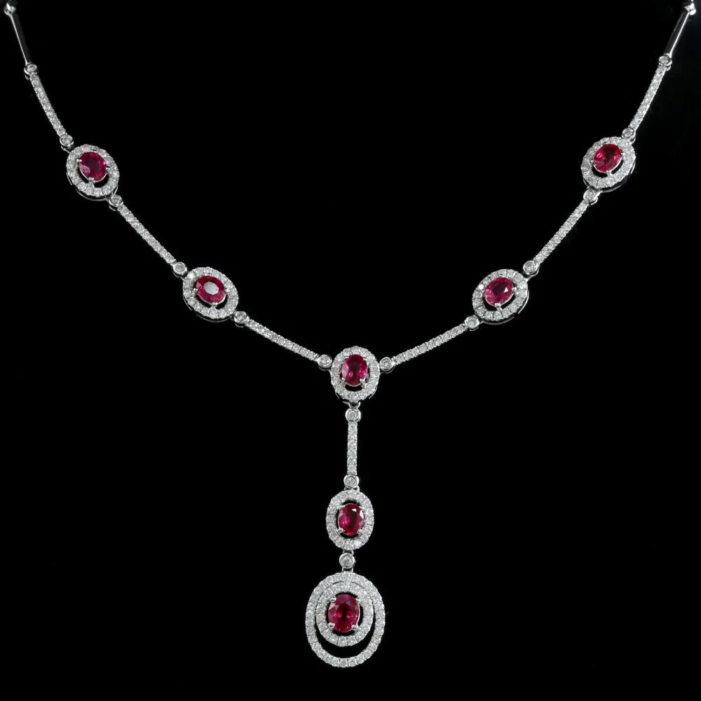 Ruby Diamond Necklace 18Ct 2.38Ct Diamond 3.25Ct Ruby