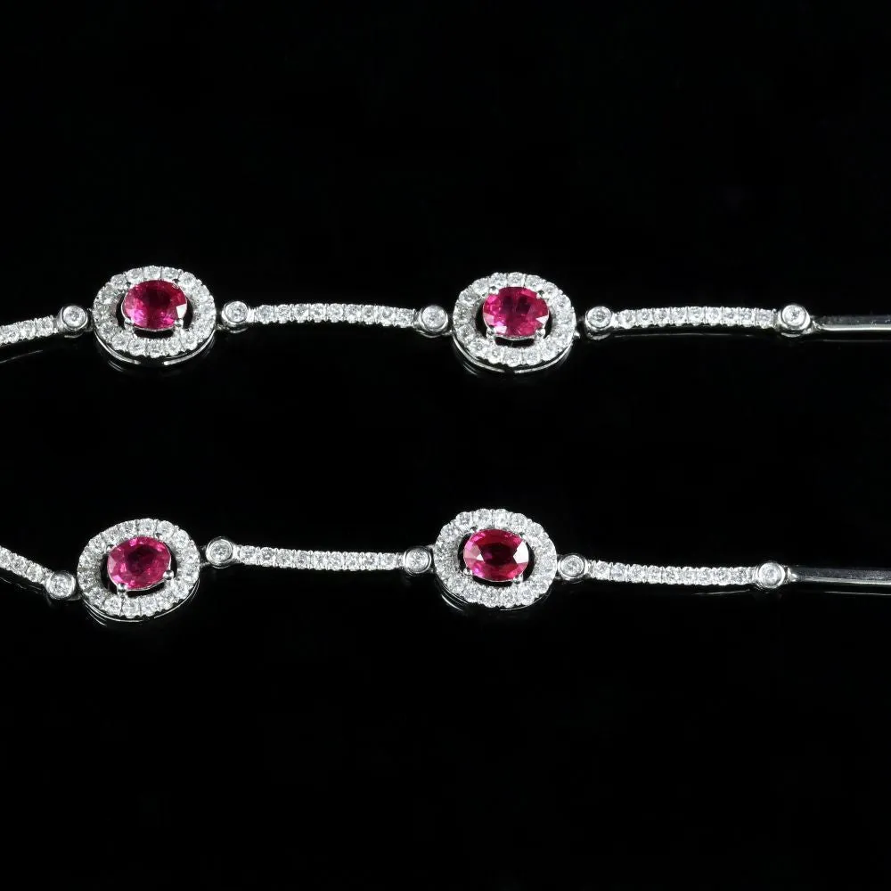 Ruby Diamond Necklace 18Ct 2.38Ct Diamond 3.25Ct Ruby