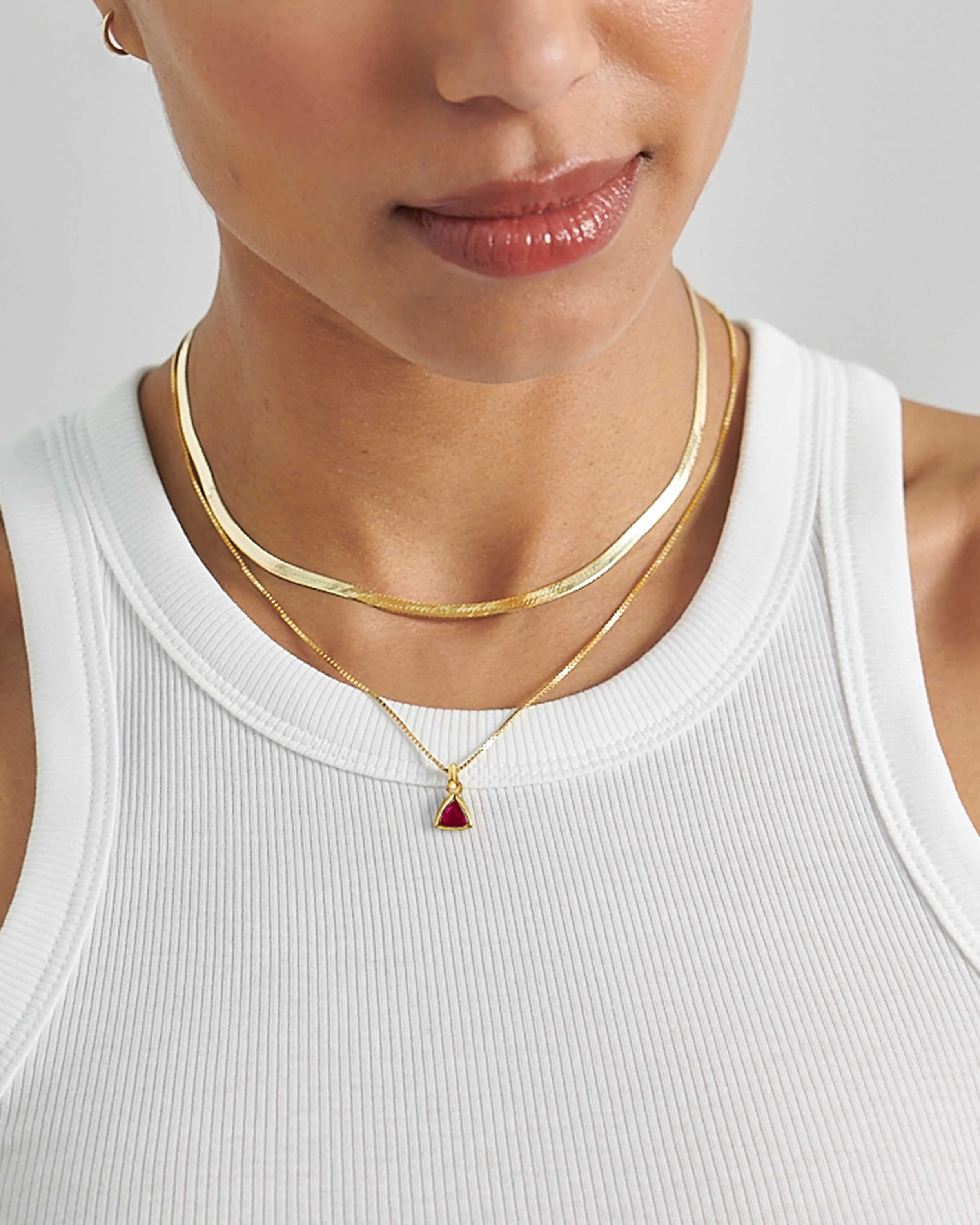 Ruby July Birthstone Necklace - Gold