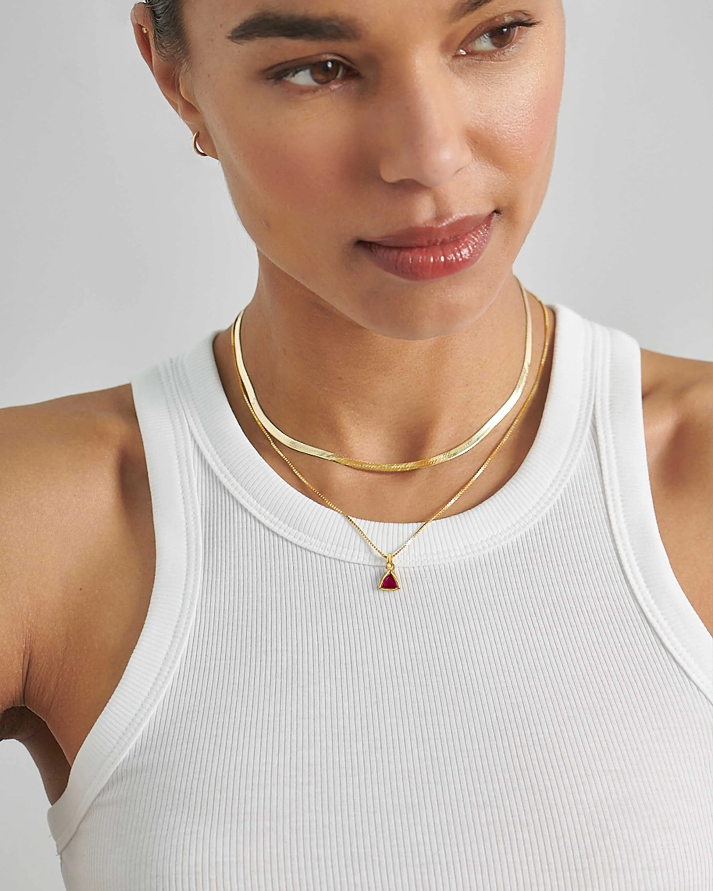 Ruby July Birthstone Necklace - Gold