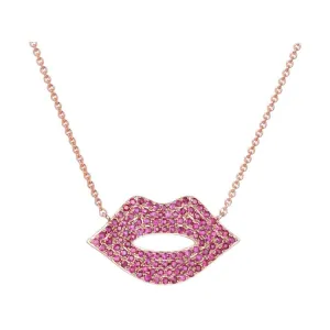 Ruby Lip Necklace in Rose Gold