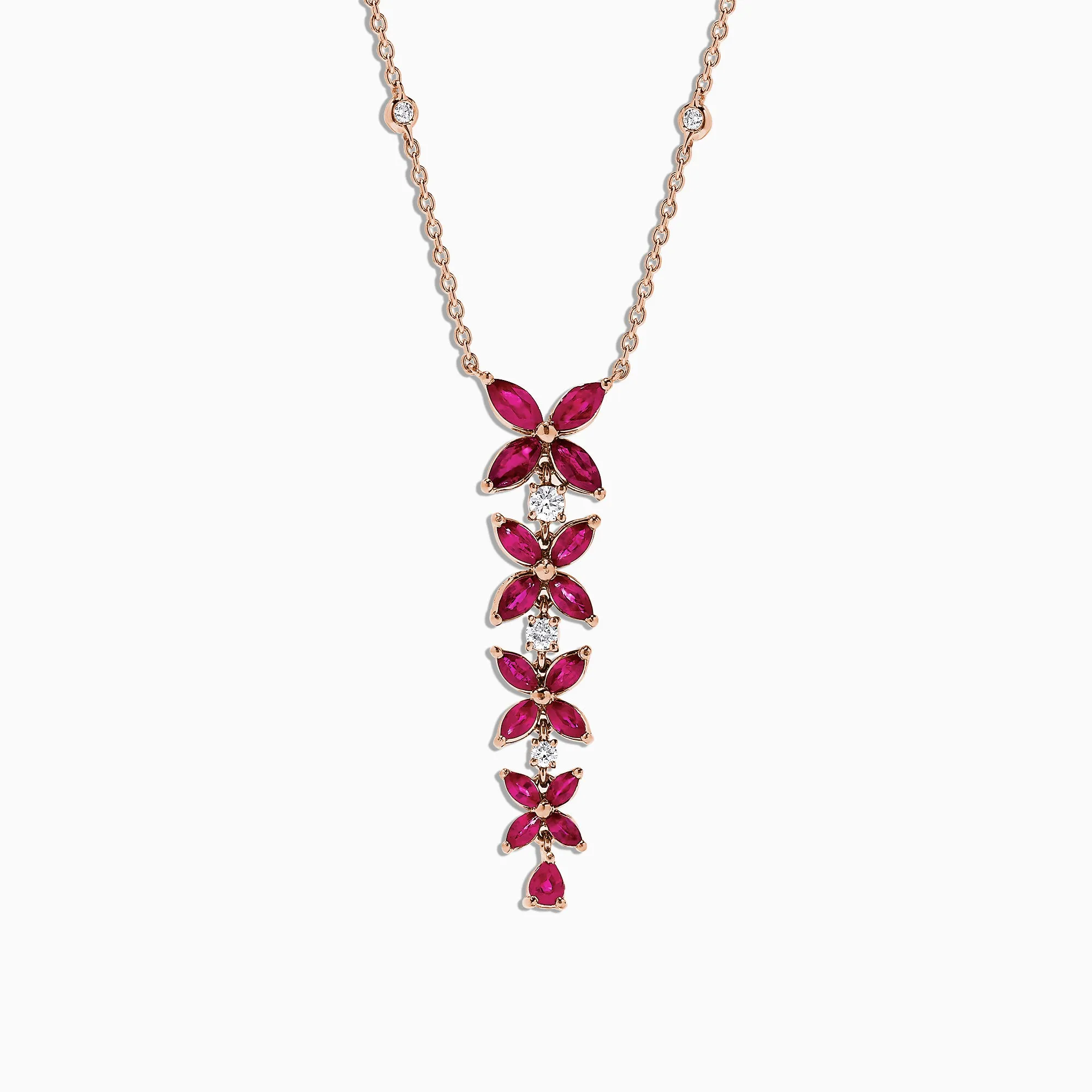 Ruby Royale 14K Rose Gold Ruby and Diamond Necklace, 3.89 TCW