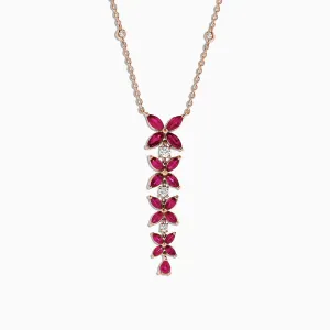 Ruby Royale 14K Rose Gold Ruby and Diamond Necklace, 3.89 TCW