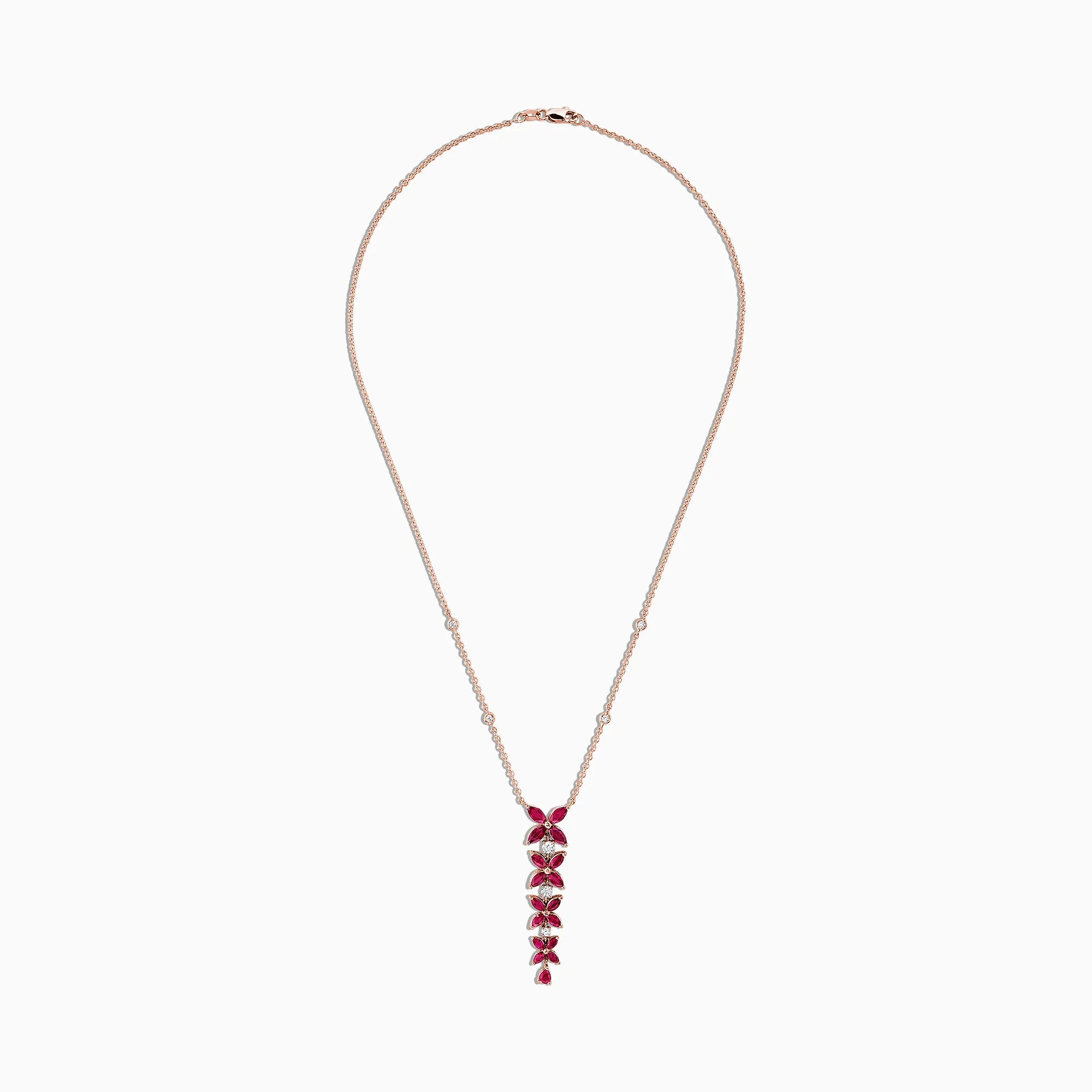 Ruby Royale 14K Rose Gold Ruby and Diamond Necklace, 3.89 TCW