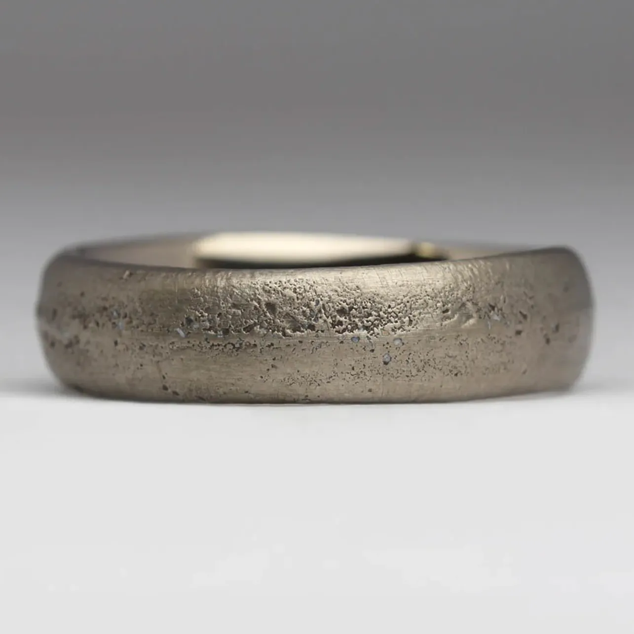 Sand Cast White Gold Ring