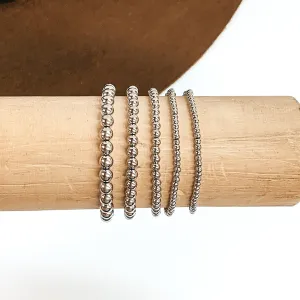 Set of Five | Beaded Bliss Bracelet Set in Silver