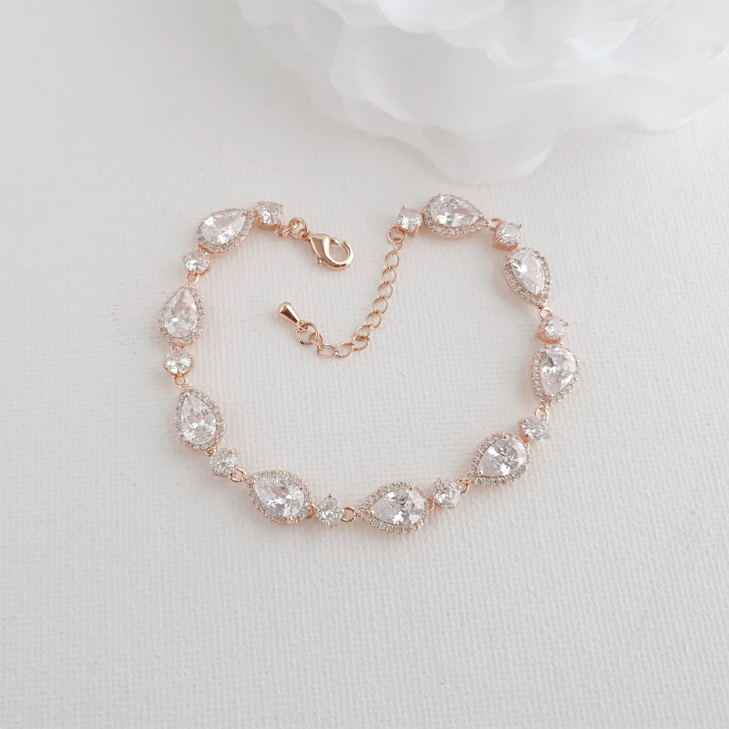 Silver Teardrop Wedding Bracelet-Luna