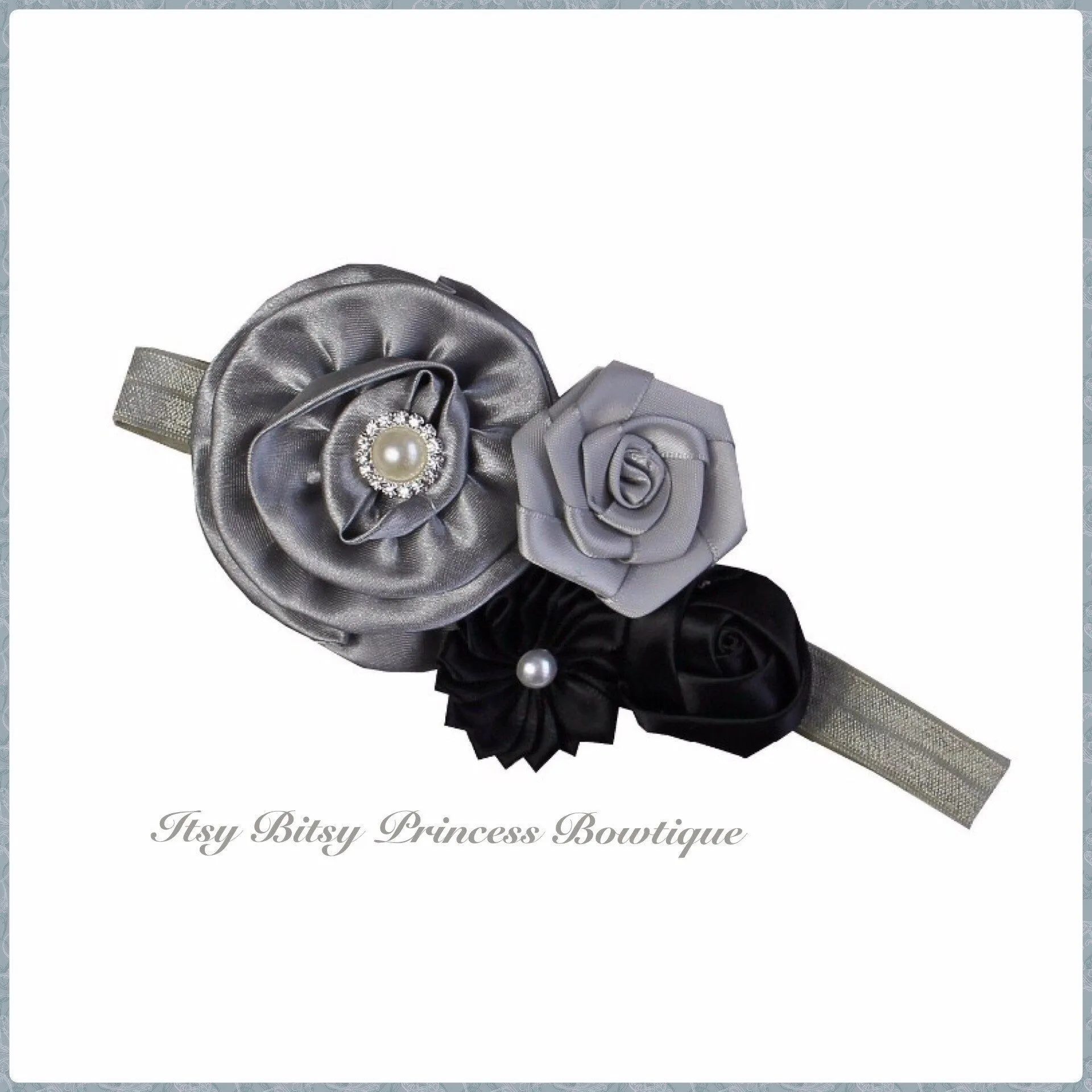 Silver/Grey  Rosettes Headbands