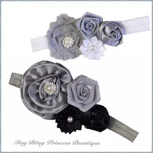 Silver/Grey  Rosettes Headbands