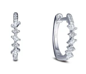 Simulated Diamond Baguette and Round Hoop Earrings E0383CLP