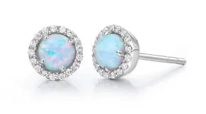 Simulated Opal Halo Earrings BE001OPP