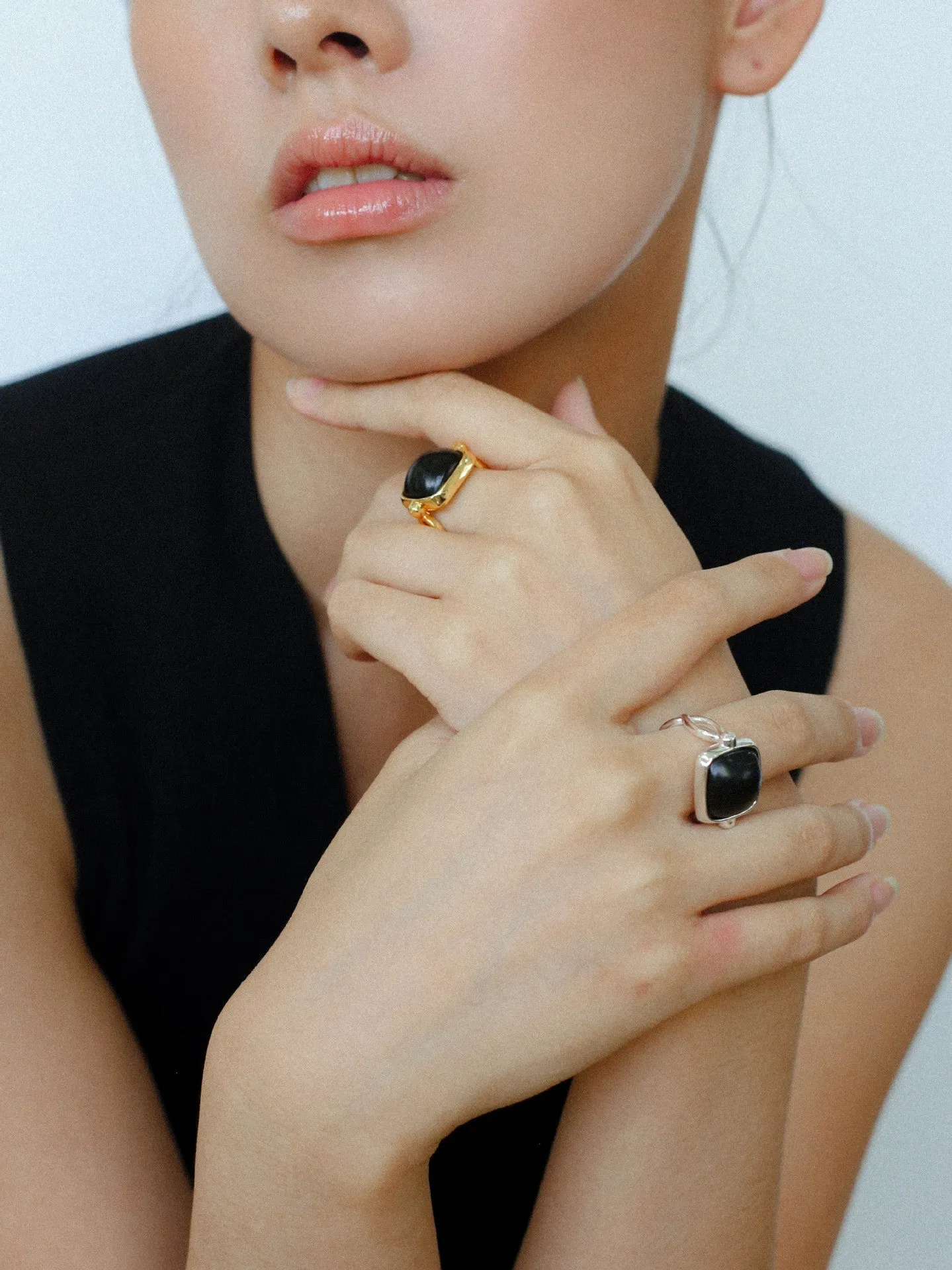 Square Open Black Ebony Wood Ring