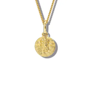 St Christopher Large Necklace Pendant Yellow Gold