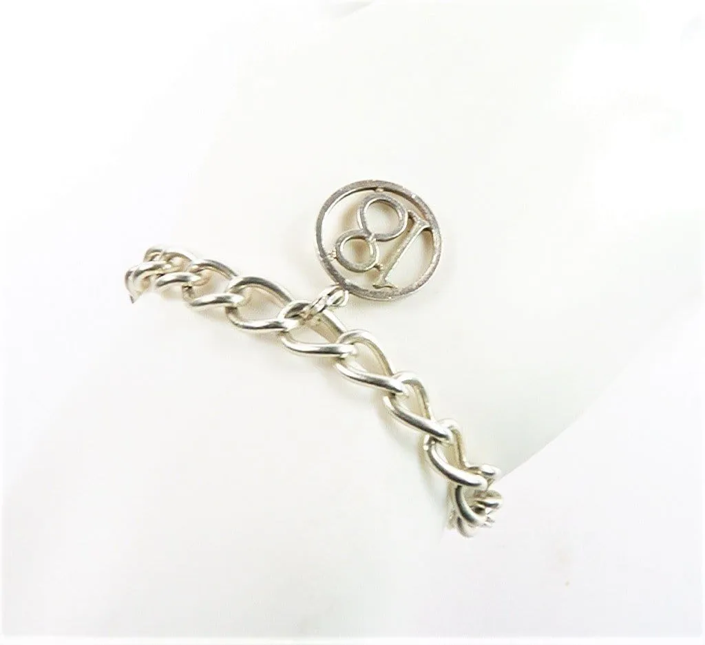 Sterling Silver 18th Birthday Gift Curb Bracelet Heart Charm 1978