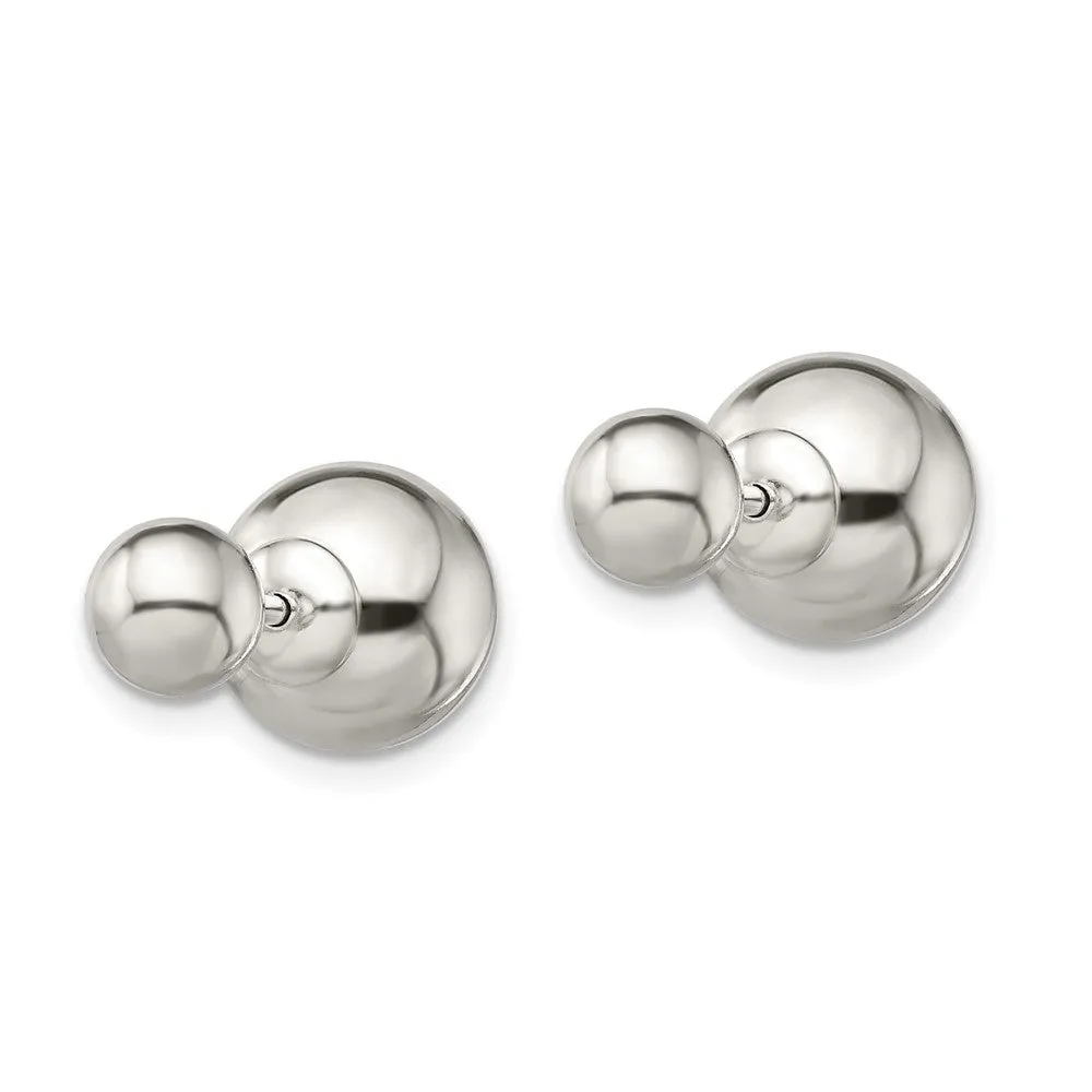 Sterling Silver 6MM 10MM Reversible Ball Stud Earrings