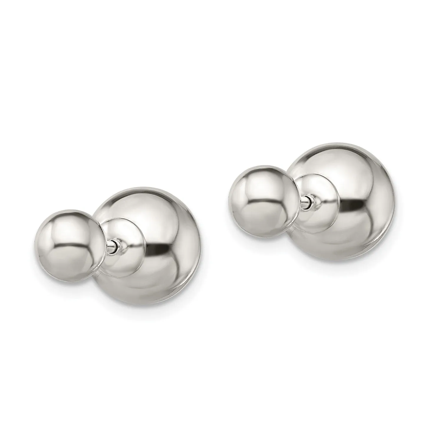 Sterling Silver 6MM 10MM Reversible Ball Stud Earrings