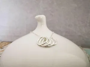 Sterling Silver Four Ring Story Necklace