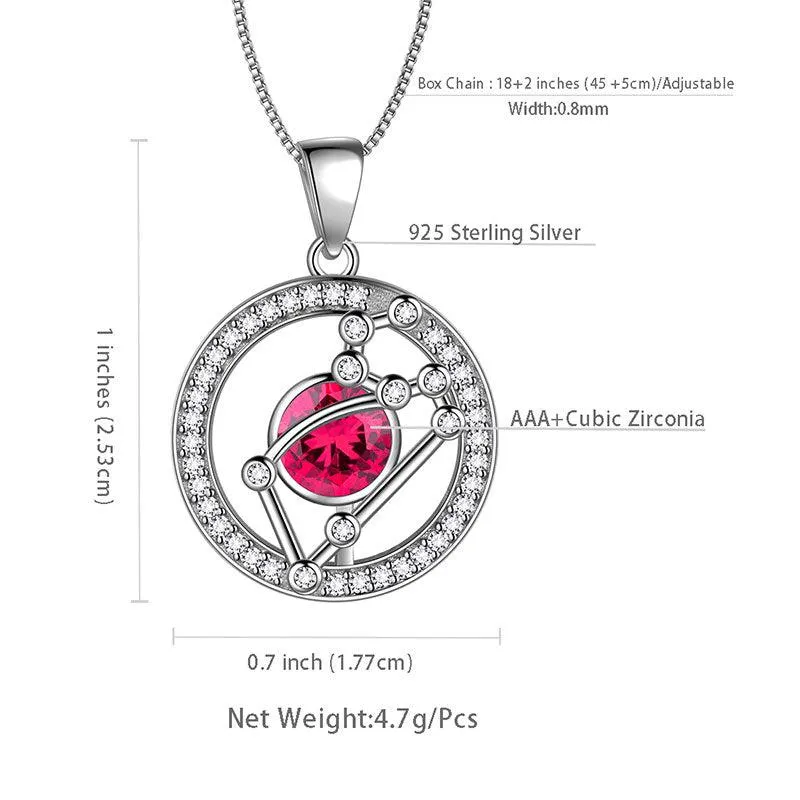 Tokyo Mart Zodiac Leo Necklace July Birthstone Pendant Jewelry Women Girls Birthday Gift