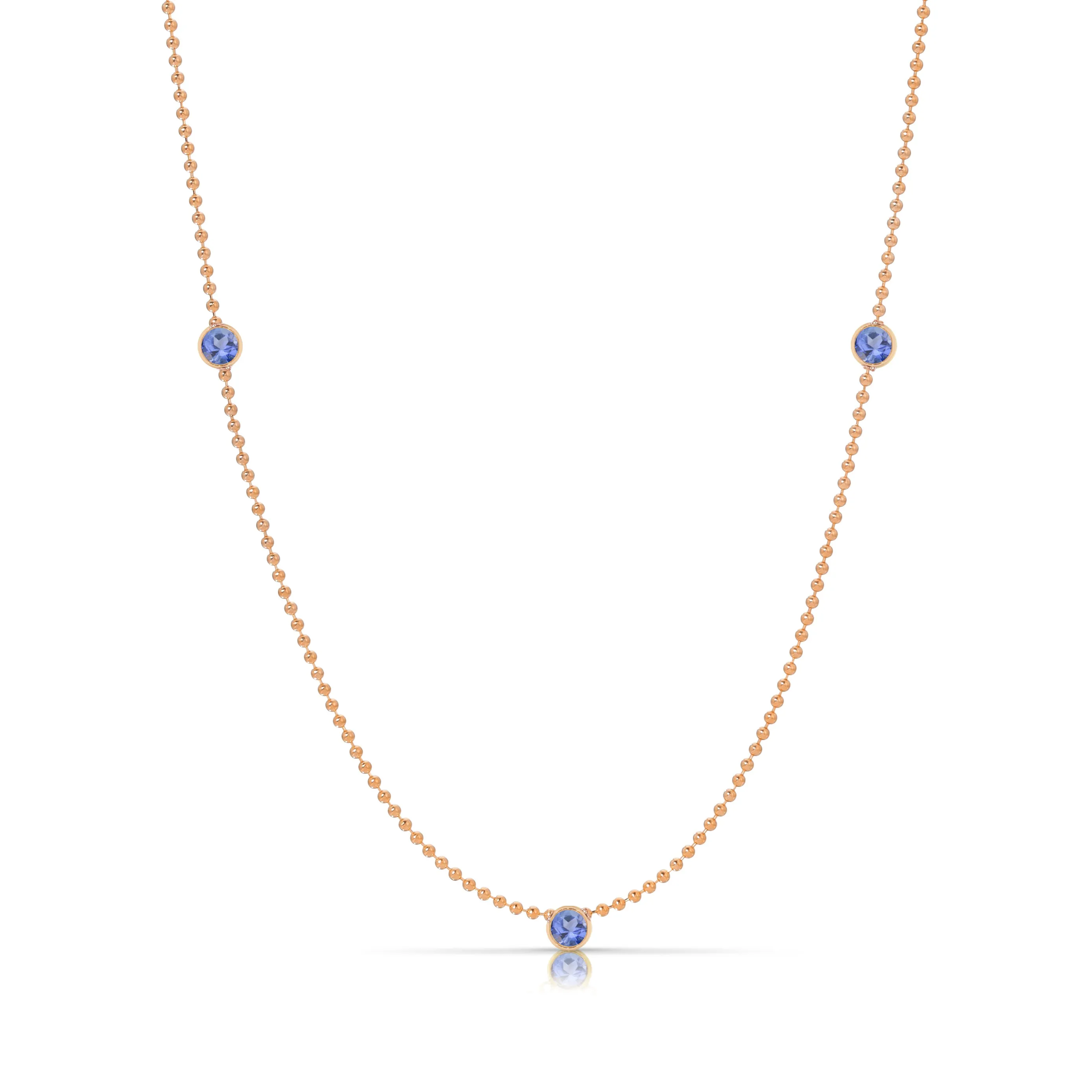 Triple Birthstone Layering Necklace - Rose Gold