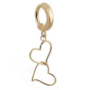 TummyToys® Solid Yellow Gold Hand Made Double Heart Belly Piercing