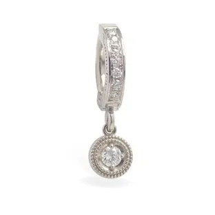 TummyToys® White Gold REAL Diamond Solitaire Dangle Belly Ring