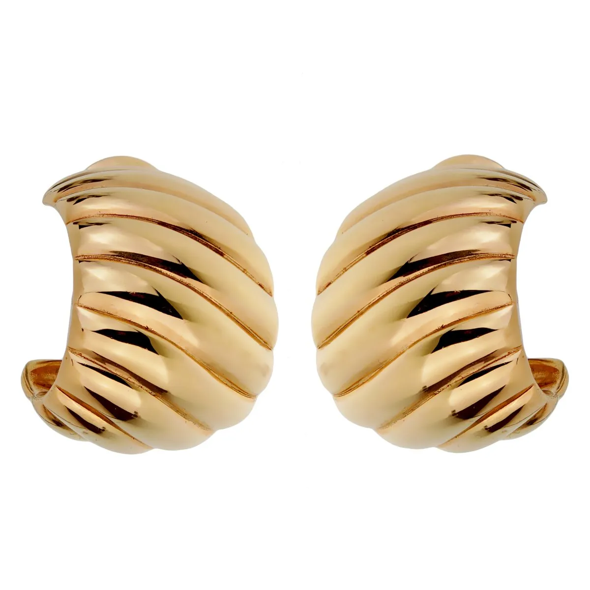 Van Cleef Arpels Gold Scalloped Hoop Earrings