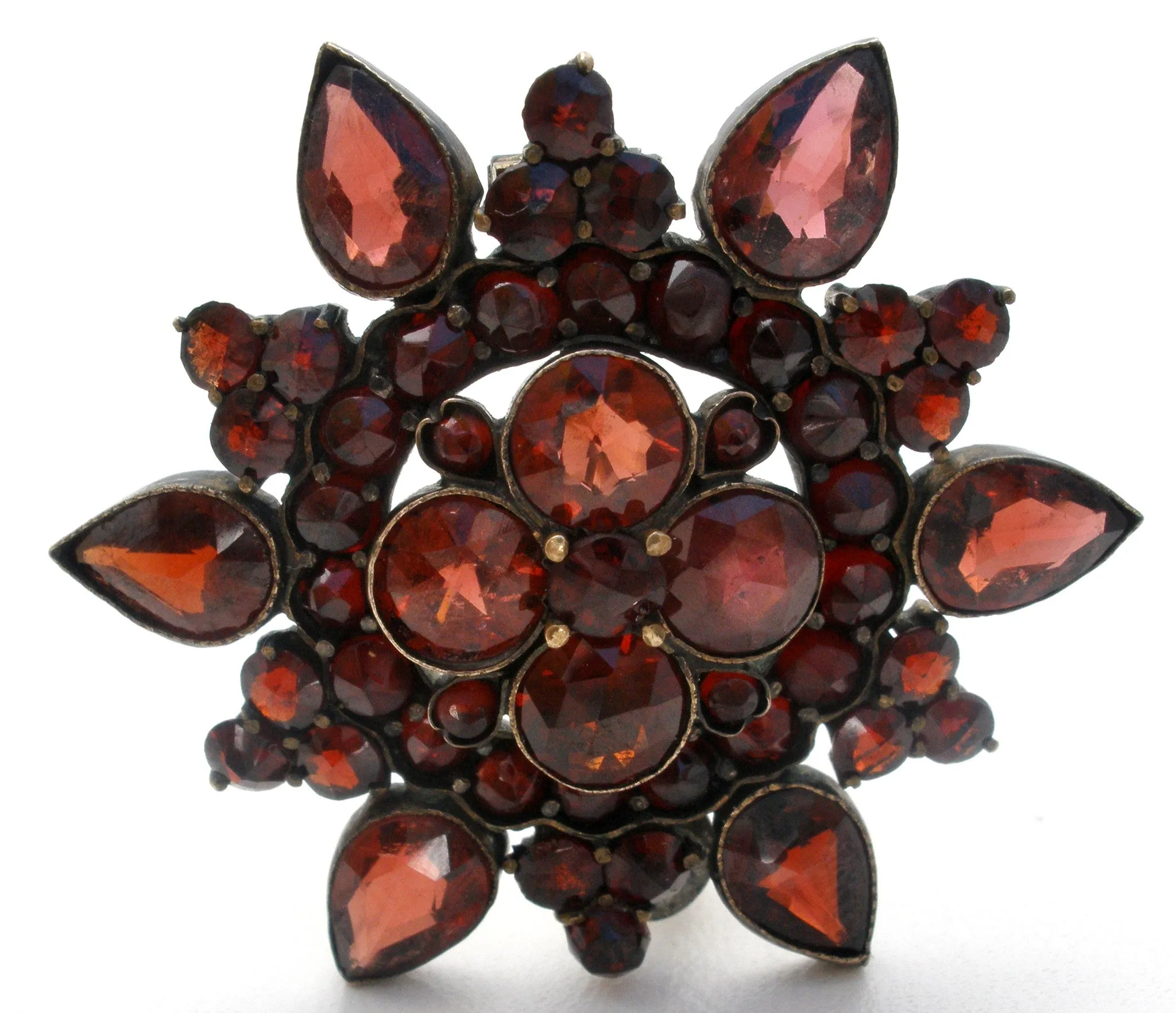 Victorian Bohemian Garnet Brooch Pin 6 Points