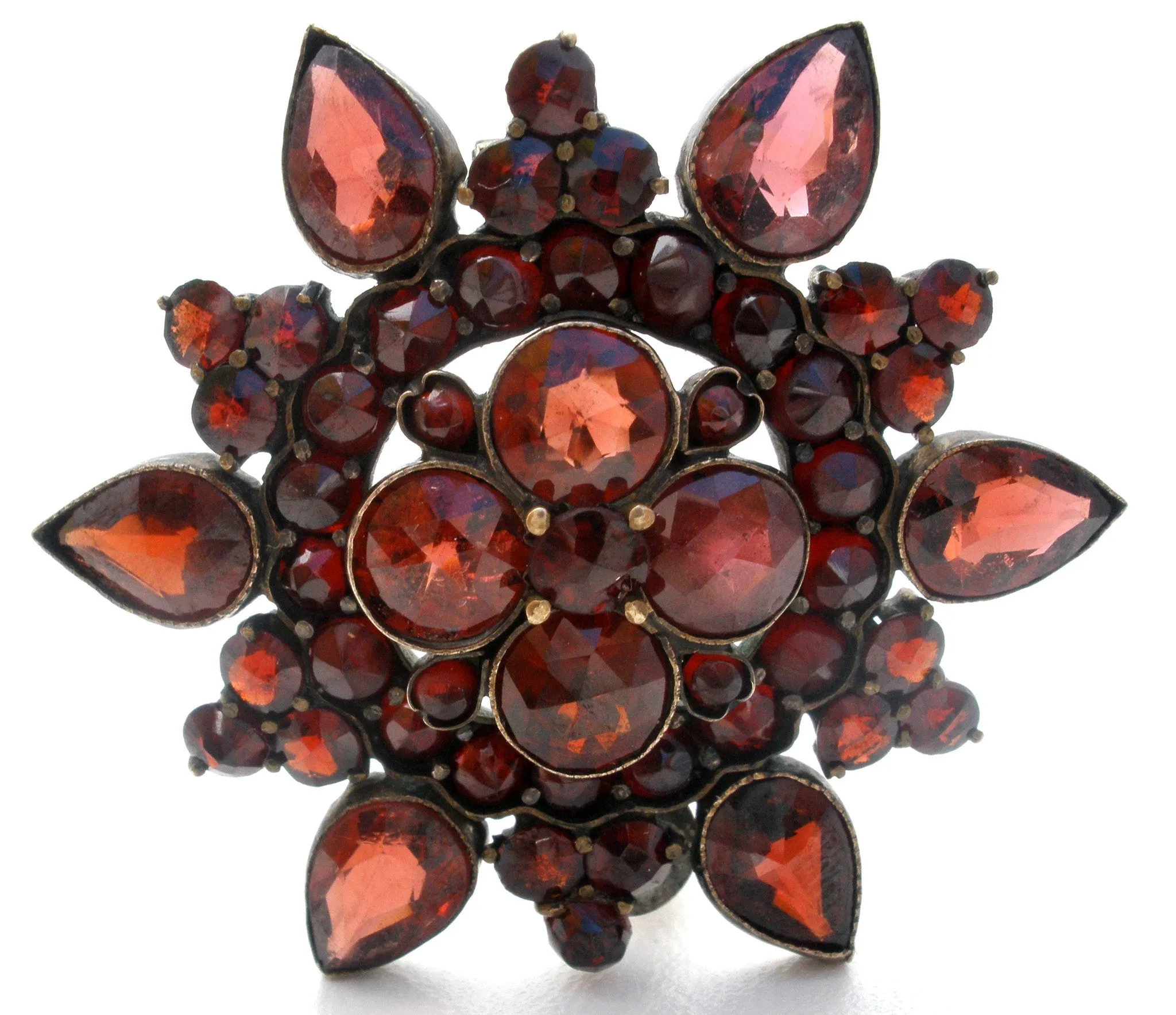 Victorian Bohemian Garnet Brooch Pin 6 Points