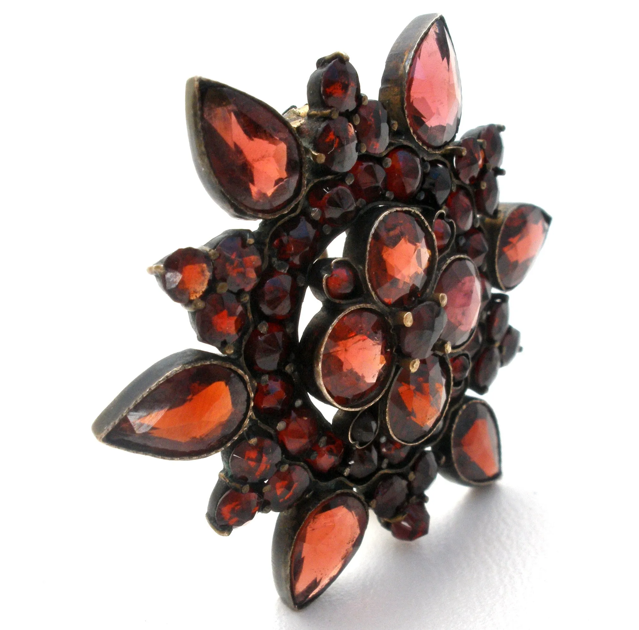 Victorian Bohemian Garnet Brooch Pin 6 Points