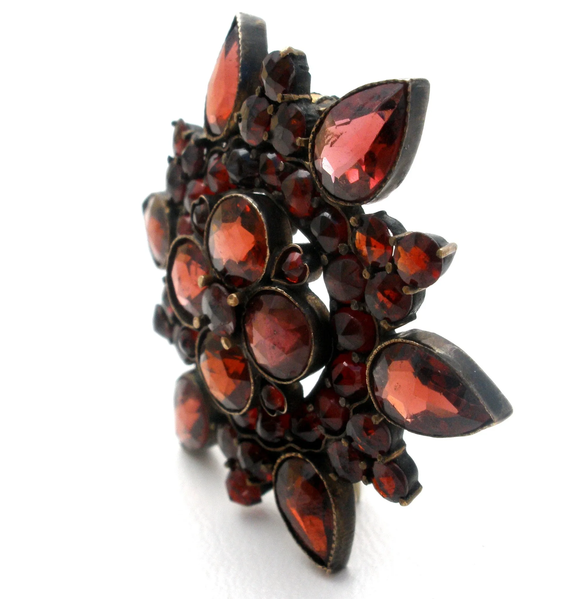 Victorian Bohemian Garnet Brooch Pin 6 Points