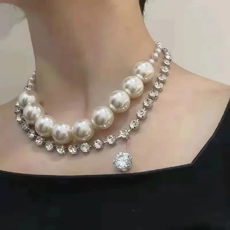 Vintage Elegant Glass Pearl Multilayer Short Necklace for Women Chokers Collares Colares Collier Femme