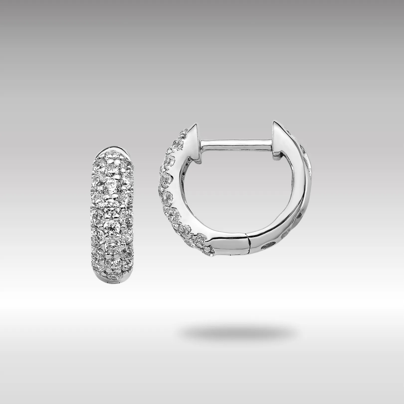 White Gold Diamond Hinged Hoop Earrings - Model EM5386-050-WA