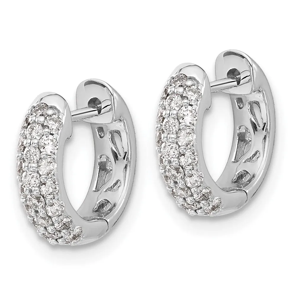 White Gold Diamond Hinged Hoop Earrings - Model EM5386-050-WA