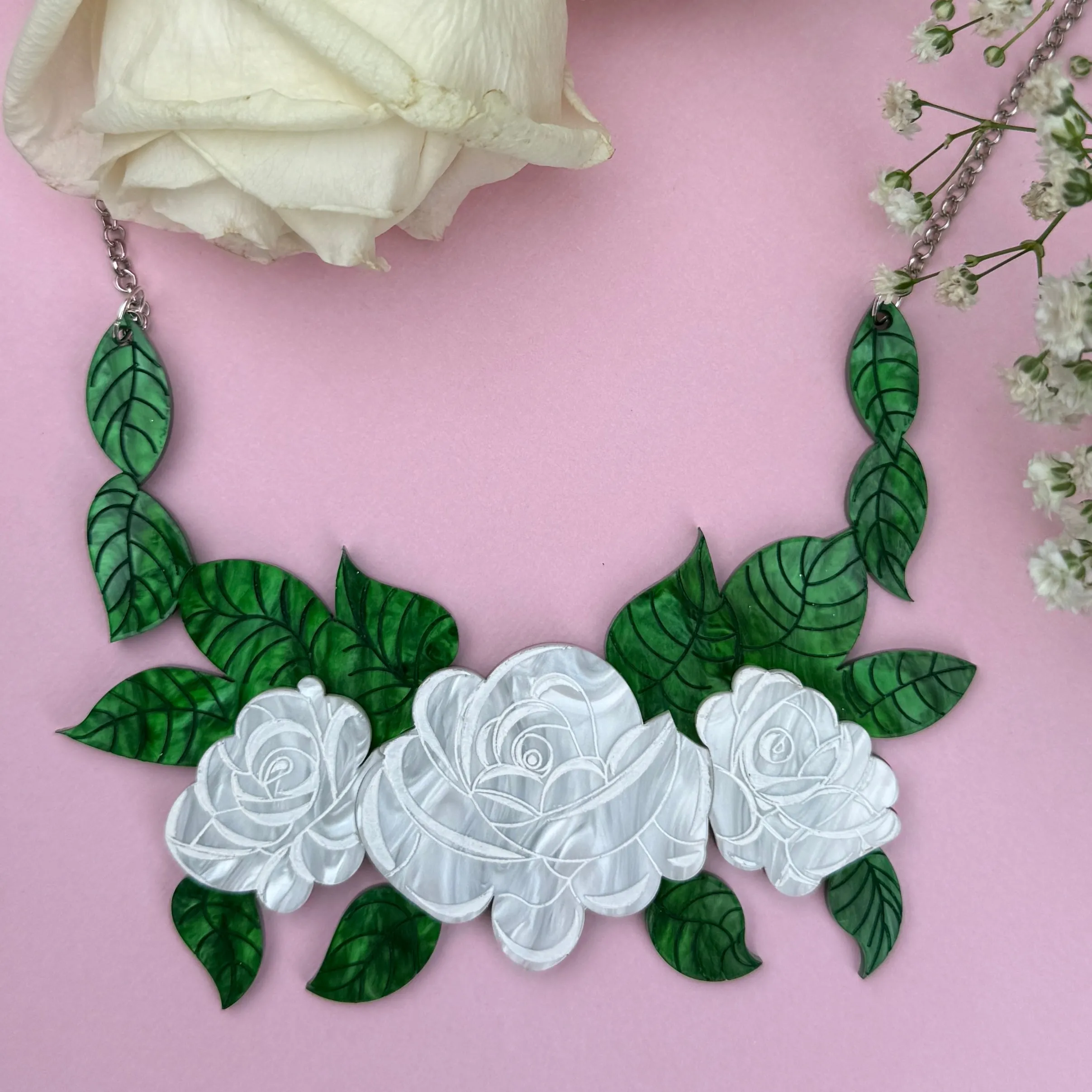 White rose - necklace