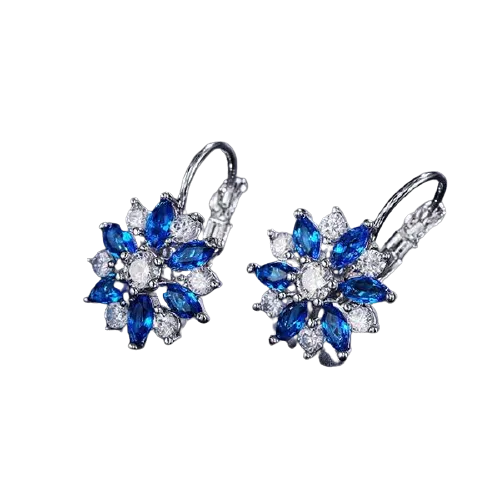 Women Clear Crystal Flower Cluster Earrings