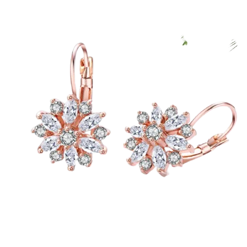 Women Clear Crystal Flower Cluster Earrings