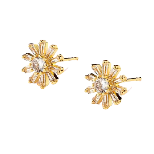 Women Clear Crystal Flower Cluster Earrings