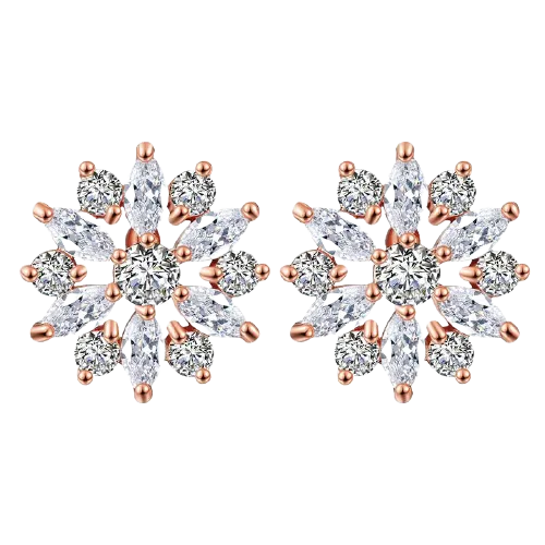 Women Clear Crystal Flower Cluster Earrings