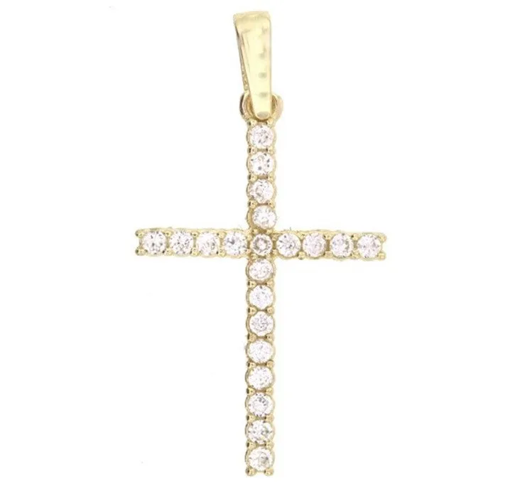 Yellow Gold Cross Pendant with Diamonds 18K