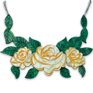 Yellow rose - necklace - Set of 2