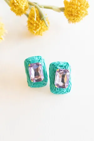 Zoey Raffia Earrings | Colorful Spring Summer Accessories | Textured Crystal Stud Earrings